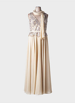 Rochie lungă bej FASHION NEW YORK femeie