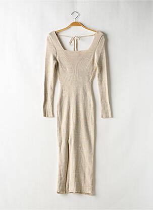 Rochie lungă mâneci 3/4 bej FASHIONKILLA femeie