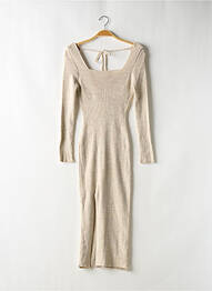Rochie lungă mâneci 3/4 bej FASHIONKILLA femeie