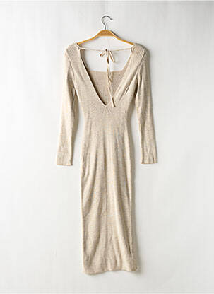 Rochie lungă mâneci 3/4 bej FASHIONKILLA femeie