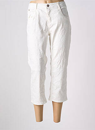Pantalon trei sferturi buzunare alb CREAM femeie
