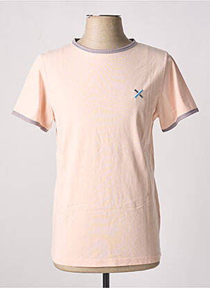 Tricou broderie mâneci scurte roz LAURENCE AIRLINE bărbat