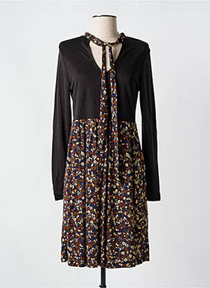 Rochie midi imprimeu floral mâneci lungi negru MAMATAYOE femeie