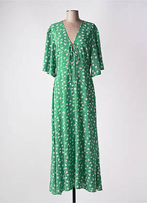 Rochie lungă mâneci scurte mâneci scurte verde TRAFFIC PEOPLE femeie