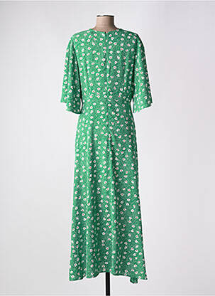 Rochie lungă mâneci scurte mâneci scurte verde TRAFFIC PEOPLE femeie
