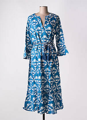 Rochie lungă mâneci lungi mâneci lungi albastru LOSAN femeie