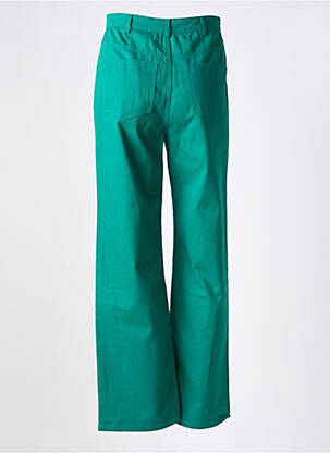 Pantalon larg țesătură poplin talie înaltă verde CHERRY PARIS femeie