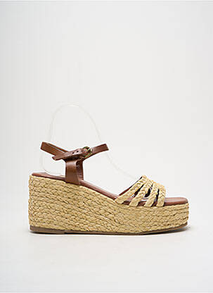 Sandale/pantofi decupați material neted toc de 7 la 9 cm maro SANTAFE femeie
