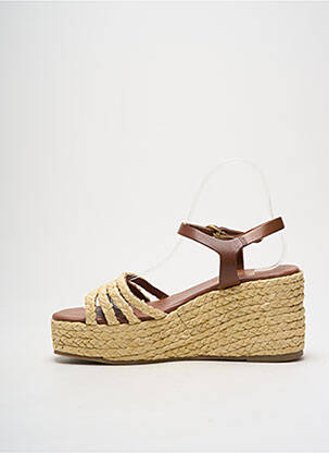 Sandale/pantofi decupați material neted toc de 7 la 9 cm maro SANTAFE femeie