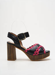 Sandale/pantofi decupați semi compensat toc de 7 la 9 cm negru GADEA femme