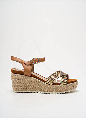 Espadrile țesătură satinată toc de 7 la 9 cm maro EMILIE KARSTON femeie