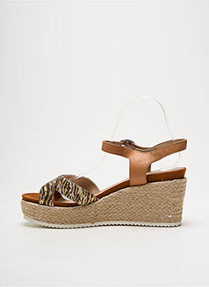 Espadrile țesătură satinată toc de 7 la 9 cm maro EMILIE KARSTON femeie