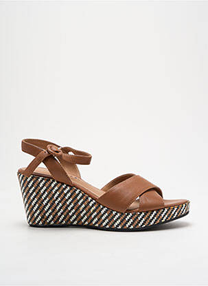 Sandale/pantofi decupați material neted toc de 4 la 6 cm maro ADIGE femeie