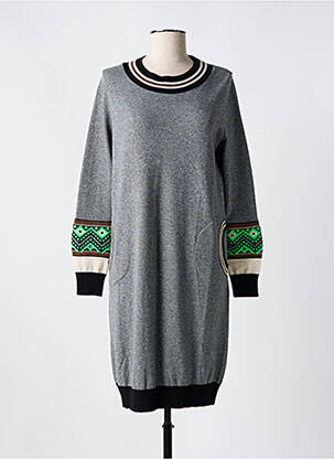 Rochie pulover strânsă pe partea de jos mâneci lungi gri TRICOT CHIC femeie