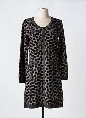 Rochie midi imprimeu fantezie mâneci lungi negru LEO & UGO femeie