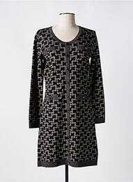 Rochie midi imprimeu fantezie mâneci lungi negru LEO & UGO femme