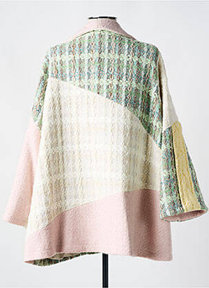 Palton scurt croială dreaptă fără glugă roz TRICOT CHIC femeie