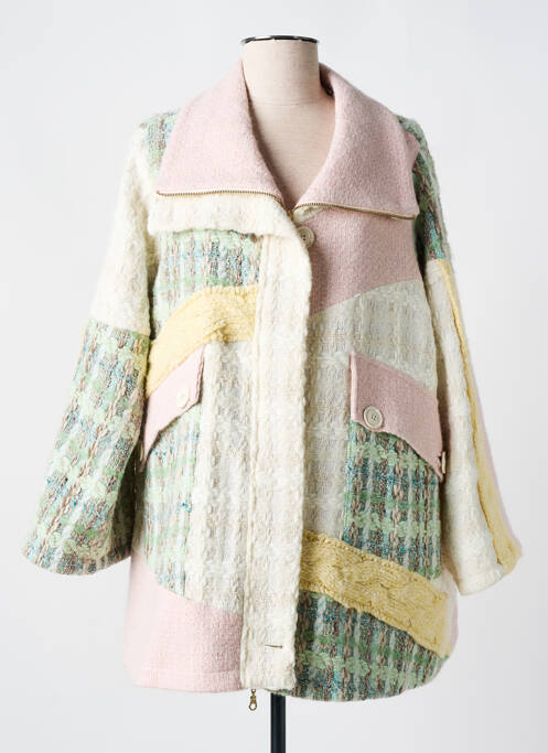 Palton scurt croială dreaptă fără glugă roz TRICOT CHIC femme