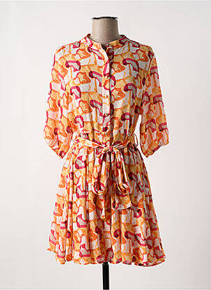 Rochie scurtă croială fluidă mâneci 3/4 portocalie ARTLOVE femeie