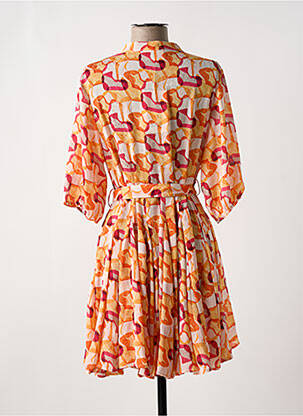 Rochie scurtă croială fluidă mâneci 3/4 portocalie ARTLOVE femeie