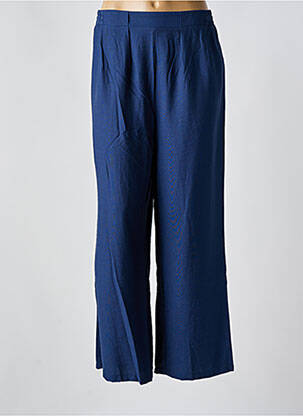Pantalon larg țesătură crep talie înaltă albastru C'EST BEAU LA VIE femeie
