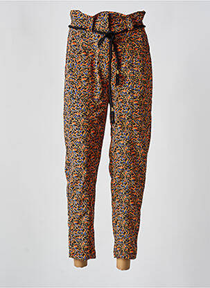 Pantalon drept țesătură crep talie înaltă portocalie RUE MAZARINE femeie