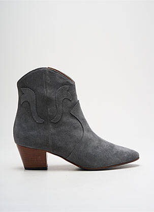 Botine/ghete cubanez toc de 4 la 6 cm gri LES:VENUES femeie