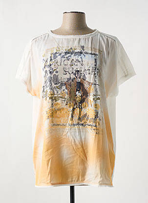 Tricou imprimeu fantezie mâneci scurte bej BASLER femeie