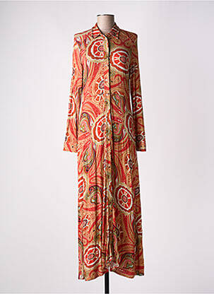 Rochie lungă mâneci lungi mâneci lungi portocalie #OOTD femeie