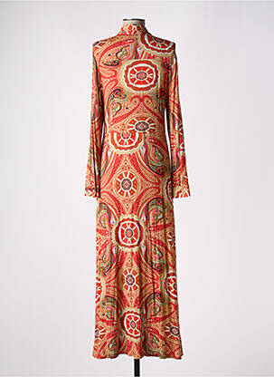 Rochie lungă mâneci lungi mâneci lungi portocalie #OOTD femeie