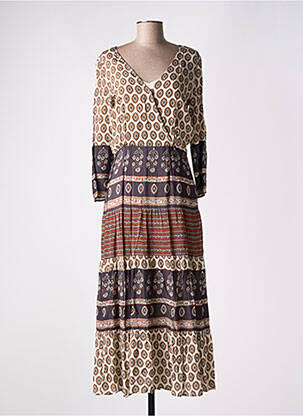 Rochie lungă mâneci lungi mâneci lungi bej STELLA FOREST femeie