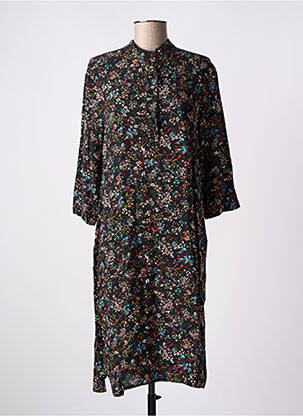 Rochie midi imprimeu floral mâneci 3/4 negru LES PETITES FLEURS femeie