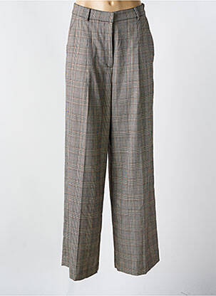 Pantalon larg țesătură crep talie înaltă gri IDANO femeie
