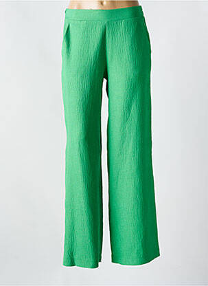 Pantalon larg țesătură crep mărime normală verde KACY femeie