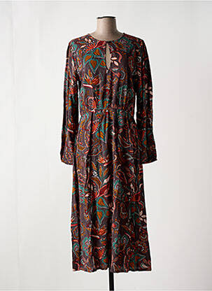 Rochie lungă mâneci lungi mâneci lungi maro LOSAN femeie