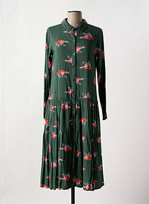 Rochie midi imprimeu fantezie mâneci lungi verde COMPAÑIA FANTASTICA femeie