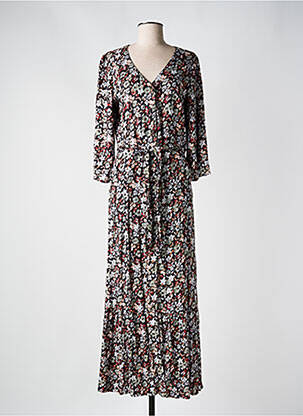 Rochie lungă țesătură poplin mâneci 3/4 negru KAFFE femeie