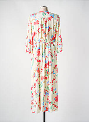 Rochie lungă imprimeu floral mâneci 3/4 bej NUMPH femeie
