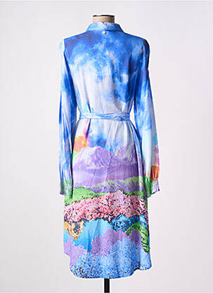 Rochie midi imprimeu fantezie mâneci lungi albastru NUMPH femeie