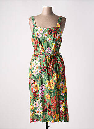 Rochie midi imprimeu floral bretele subțiri verde KING LOUIE femeie