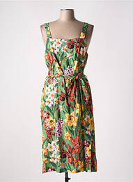Rochie midi imprimeu floral bretele subțiri verde KING LOUIE femeie