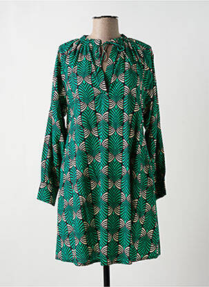 Rochie scurtă croială evazată mâneci lungi verde COMPAÑIA FANTASTICA femeie