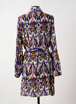 Rochie midi imprimeu fantezie mâneci lungi violet CALIE femeie