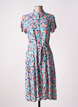 Rochie midi imprimeu fantezie mâneci scurte albastru COMPAÑIA FANTASTICA femeie