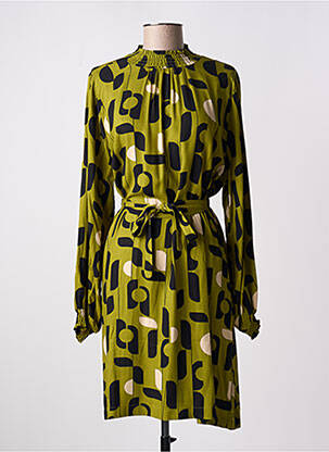 Rochie midi imprimeu fantezie mâneci lungi verde MADEMOISELLE YEYE femeie