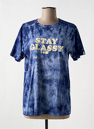 Tricou serigrafie flockată mâneci scurte albastru SALTY CREW femeie