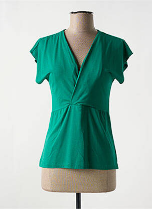 Tricou guler în v mâneci scurte verde MADEMOISELLE YEYE femeie