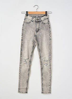 Blugi skinny efect uzat decolorat talie înaltă gri CHEAP MONDAY femeie