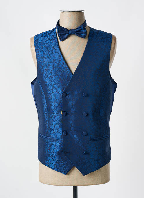 Vestă fără mâneci efect material satinat albastru LEBOLE homme
