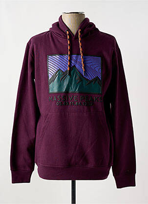 Hanorac cu glugă serigrafie flockată mâneci lungi violet LOSAN bărbat